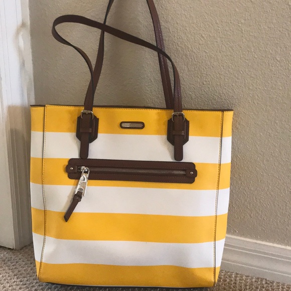 Dana Buchman Handbags - Yellow and White Striped Bag